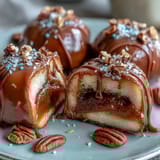 Crisp apple slices coated in glossy caramel and drizzled with dark chocolate, a delightful fall treat.