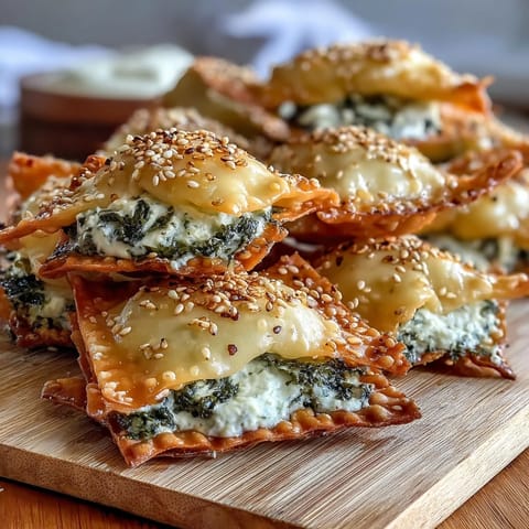Freshly baked wonton cups stuffed with wilted spinach and creamy feta cheese appetizer bites.