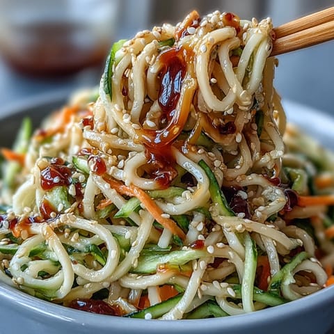 Cold Soba Noodle Salad with vibrant vegetables and zesty dressing.