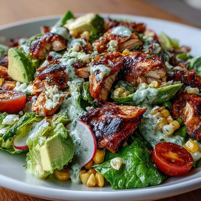 Vibrant chopped salad featuring grilled chicken and charred corn, perfect for lunch.