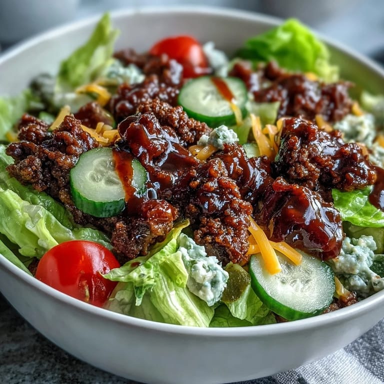 Flavorful Easy Big Mac in a Bowl recipe featuring seasoned ground beef and tangy special sauce.