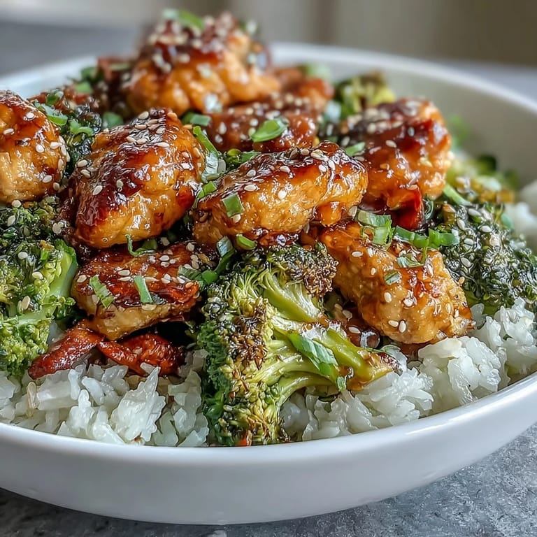 Savory One Pan Honey Garlic Chicken Broccoli Rice dinner, easy weeknight meal.