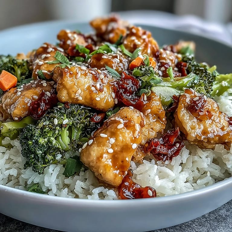 Golden One Pan Honey Garlic Chicken Broccoli Rice served hot directly from skillet.