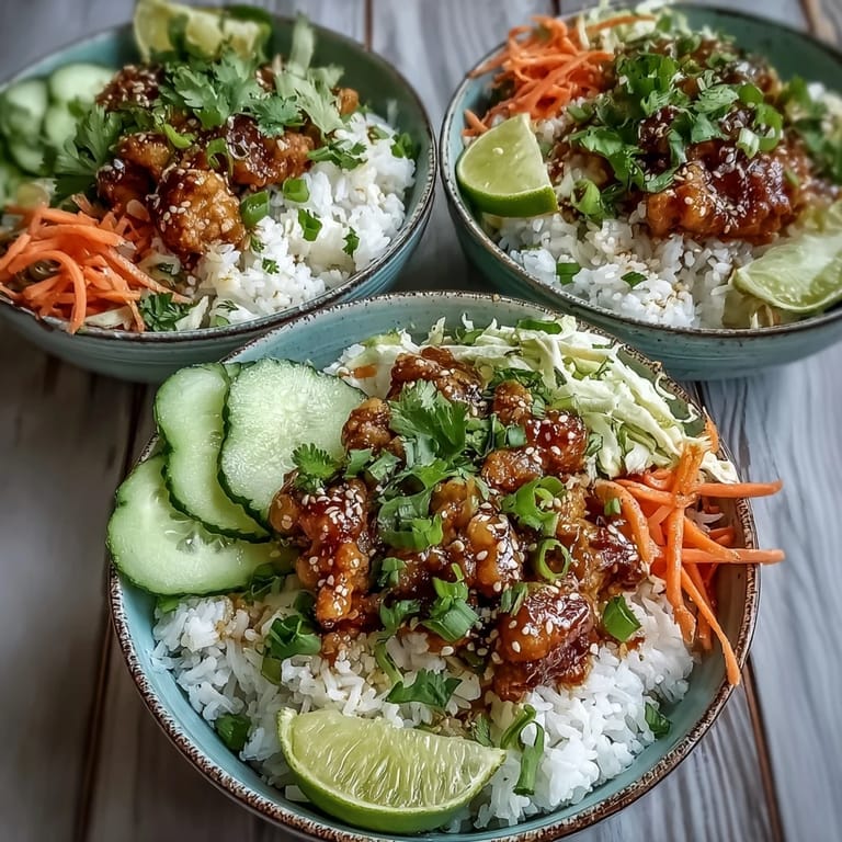 Vibrant bang bang ground turkey rice bowl featuring colorful veggies, creamy chili mayo drizzle, and fresh cilantro garnish.