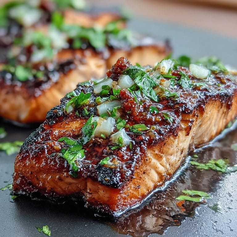 Light and healthy grilled salmon fillets paired with sweet-spicy strawberry salsa for a fresh dinner.