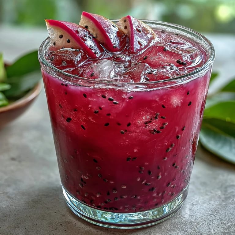 Refreshing Dragon Fruit Lemonade with Chia Seeds, topped with mint.
